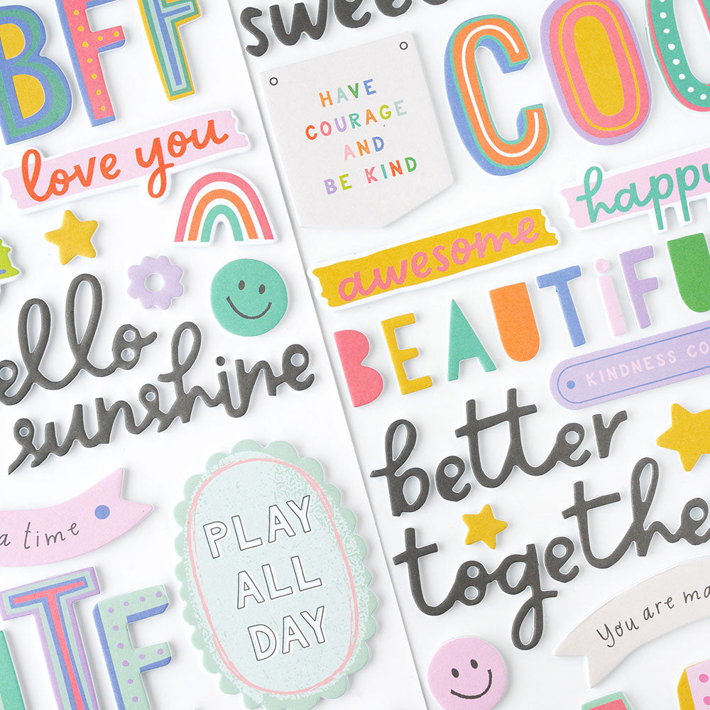 Thickers Pebbles COOL GIRL Foam and Cardstock Phrase Stickers 107pc