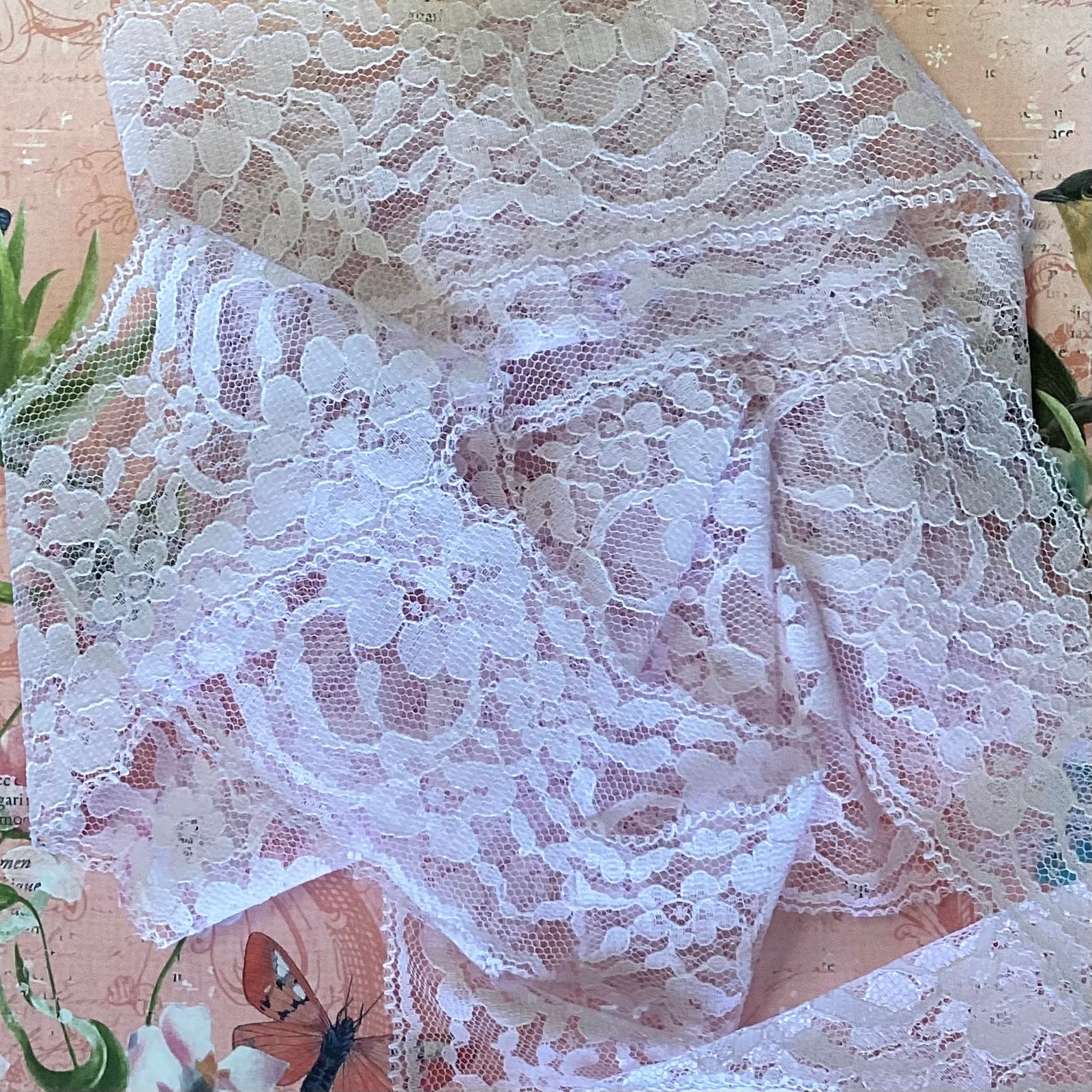 Scrapbooksrus Vintage Lace CIRCLE FLOWER POWDER PINK Ribbon Trim 2.5”X5ft