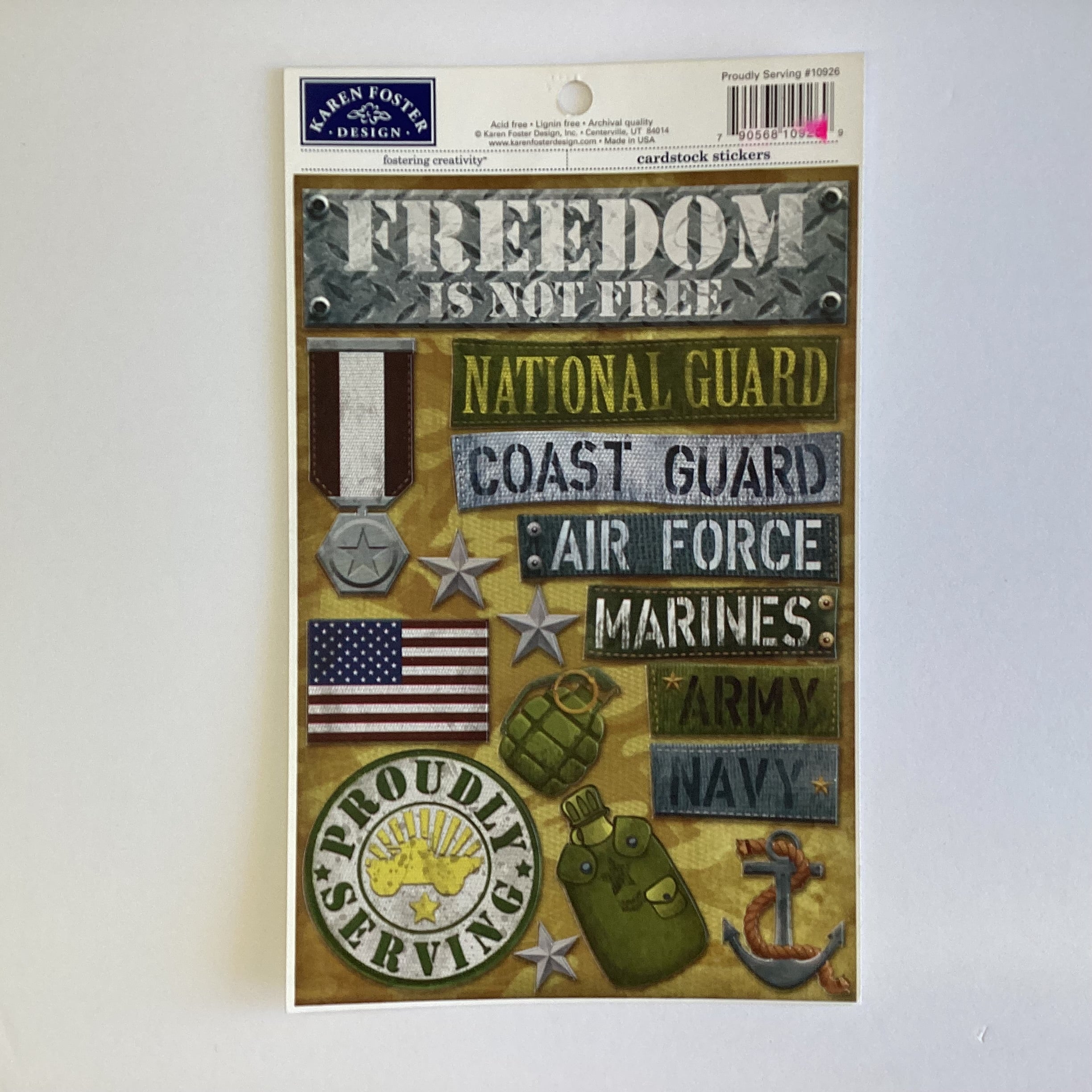 Karen Foster AMERICAN BRAVERY FREEDOM C 12"X12" Paper & Stickers 6pc