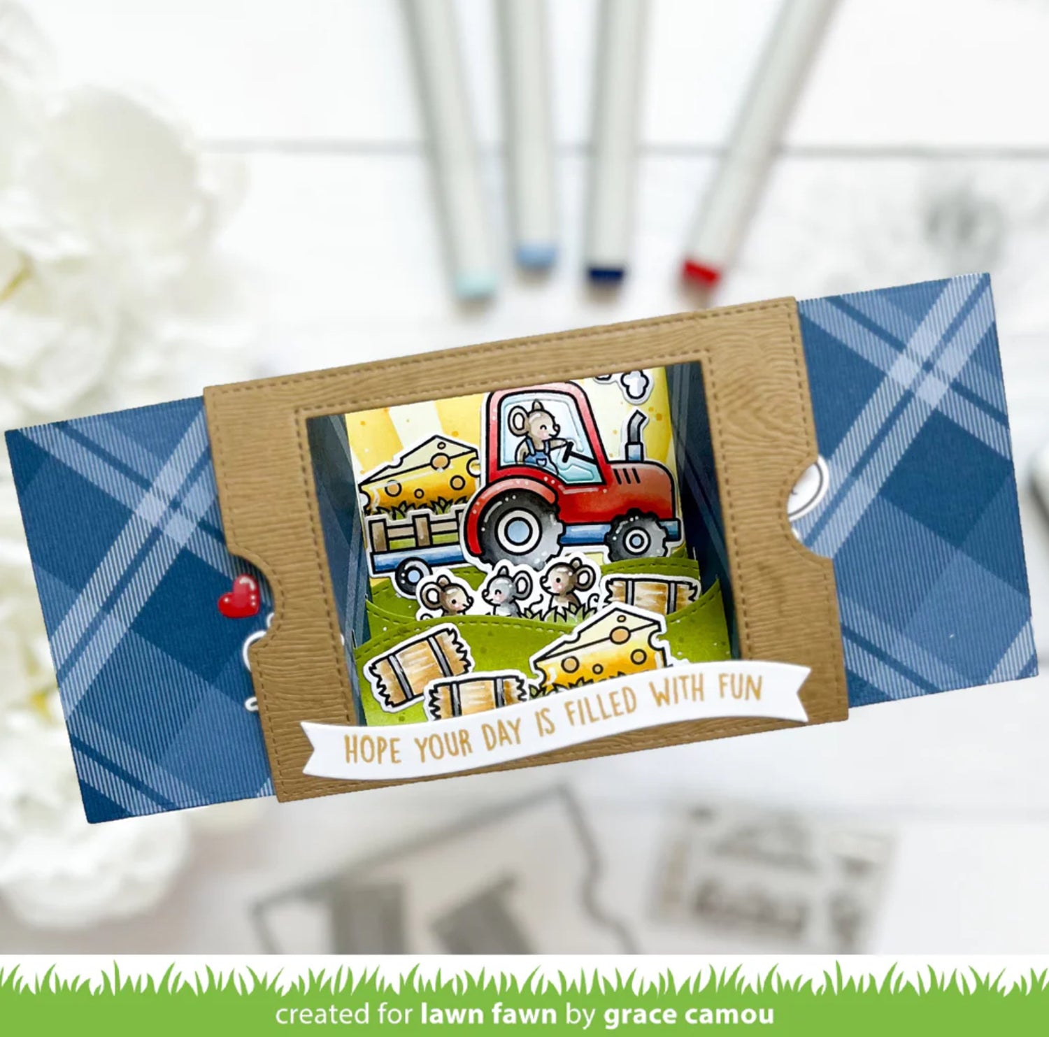 Lawn Fawn HAY THERE, HAYRIDES! MICE ADD-ON Stamps & Die SET