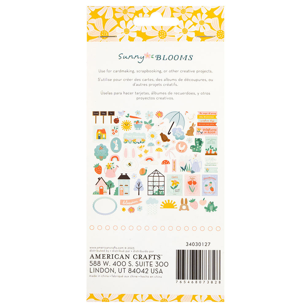 Pebbles SUNNY BLOOMS Icon Ephemera 70pc