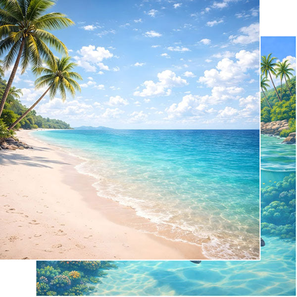 Scrapbook Customs BEACH & TURTLE EXCURSION 12"X12" Scrapbook Paper