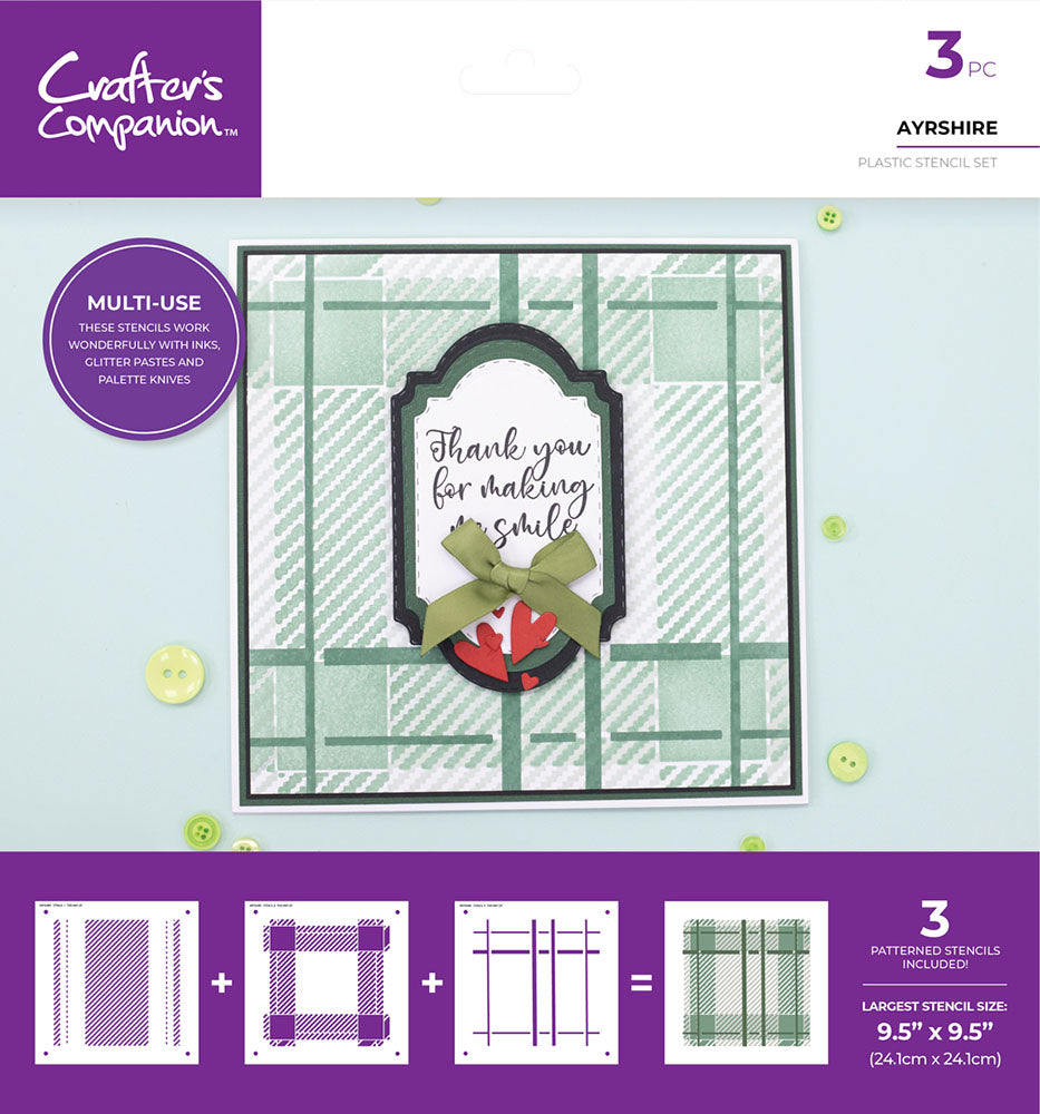 Crafter’s Companion AYRSHIRE Plastic Stencil Set 3pc