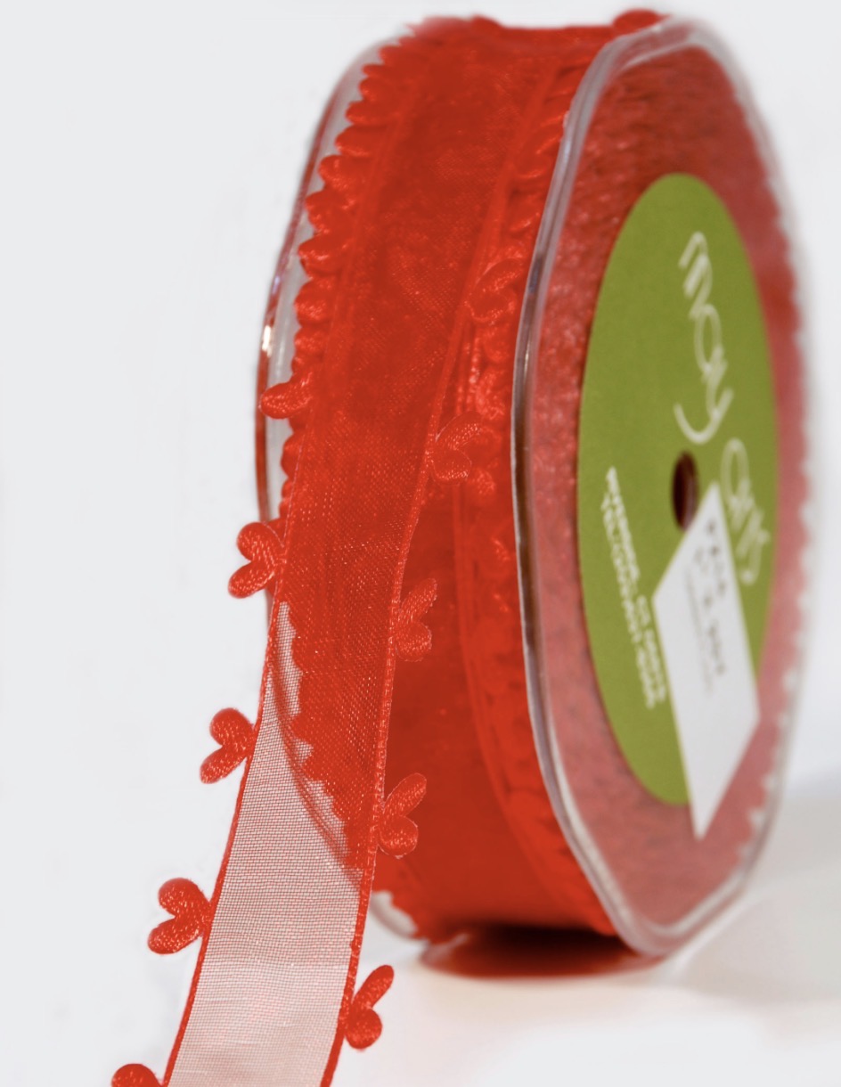 May Arts 1" SHEER HEART EDGE Ribbon Trim 1 yard yd