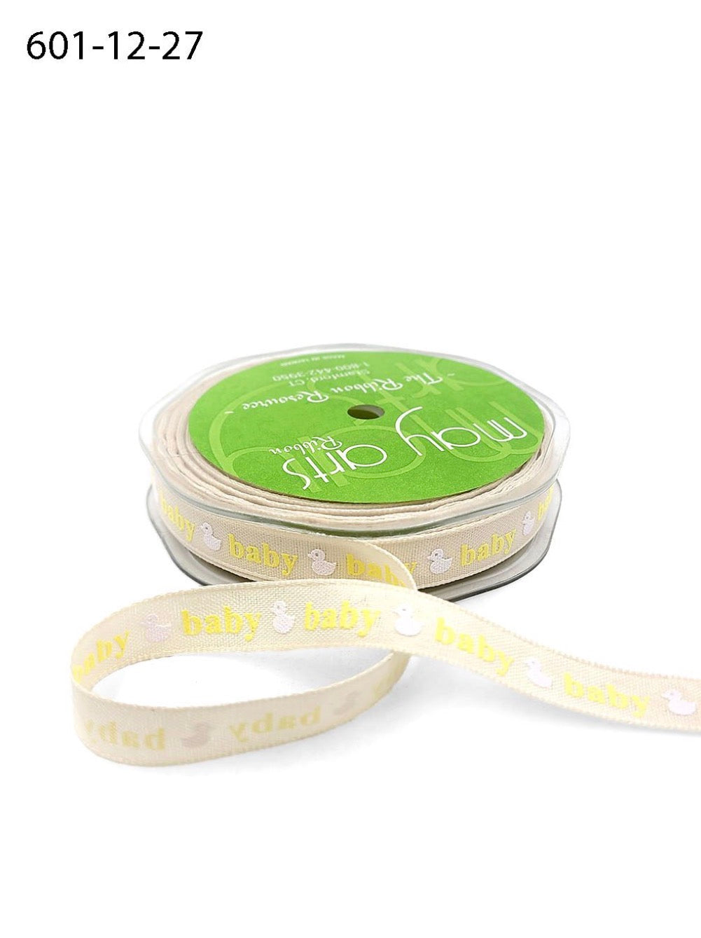 May Arts 1/2” BABY DUCK PRINT Ribbon Woven Edge 1 Yard yd
