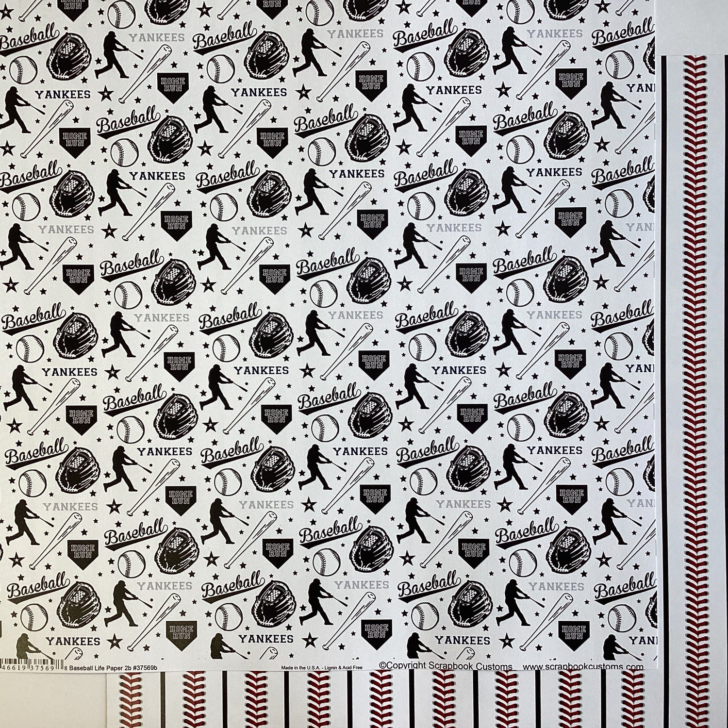 Scrapbooksrus YANKEES BASEBALL 12"X12" Scrapbook Paper Kit 12 Sheets