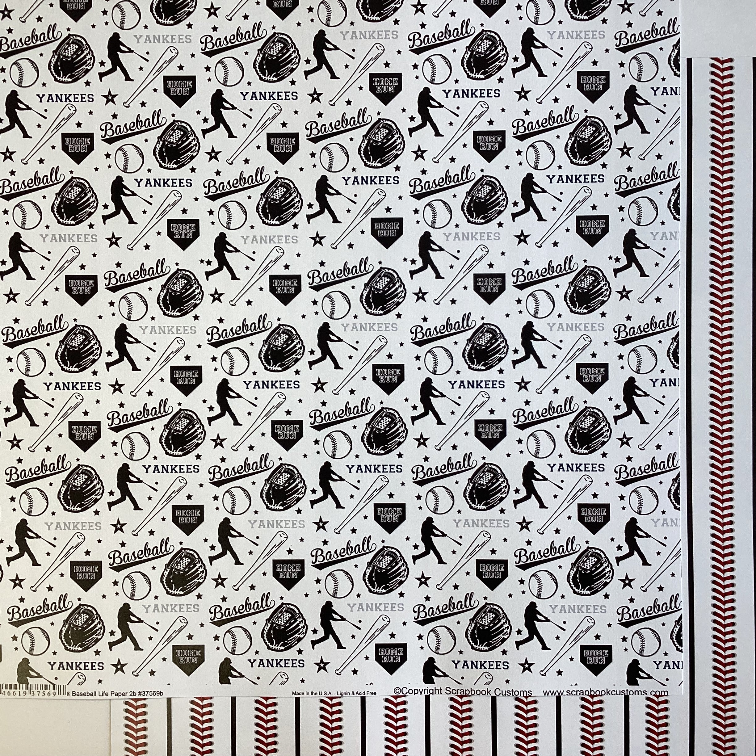 Scrapbooksrus YANKEES BASEBALL 12"X12" Scrapbook Paper Kit 12 Sheets