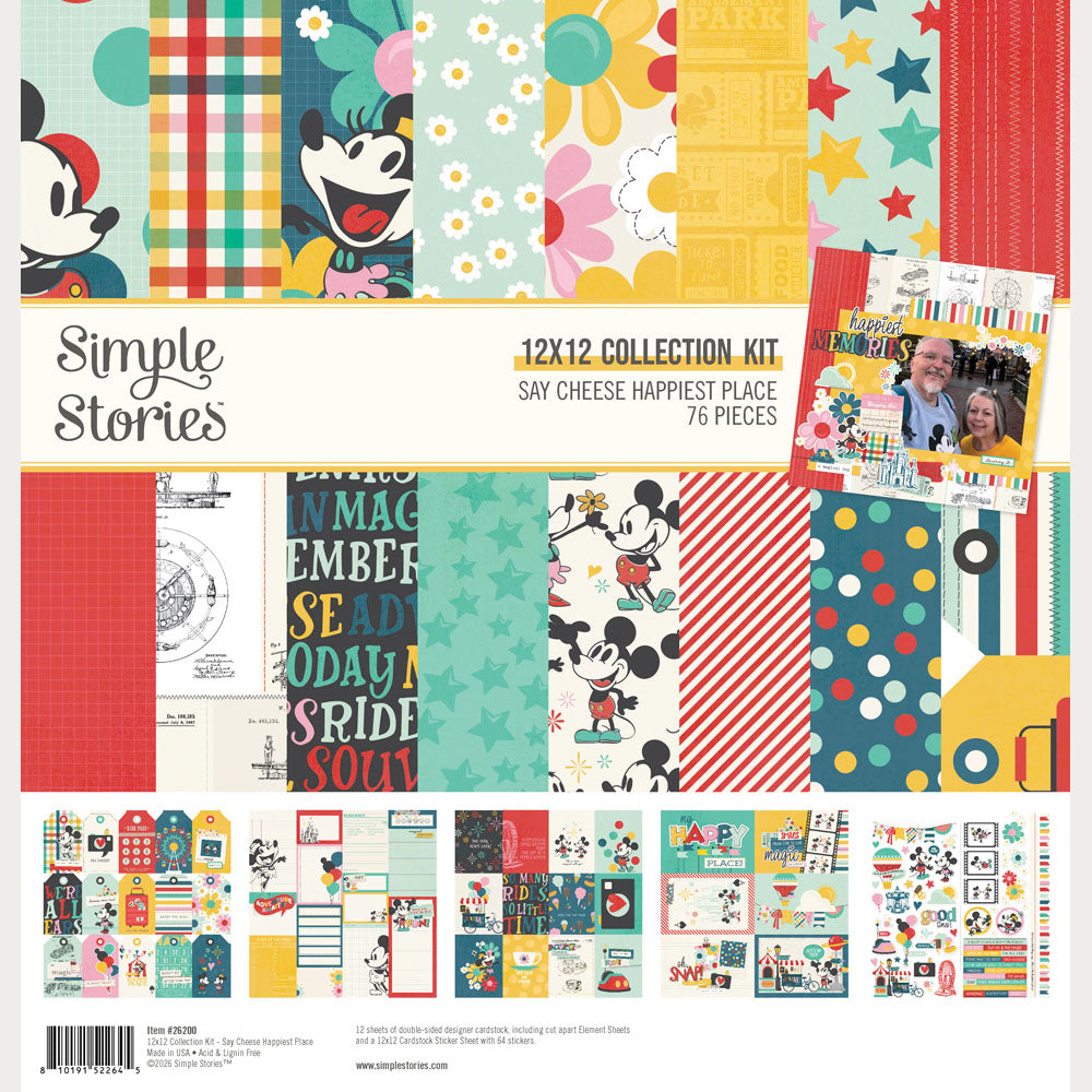 Simple Stories SAY CHEESE HAPPIEST PLACE 12"X12" Collection Kit