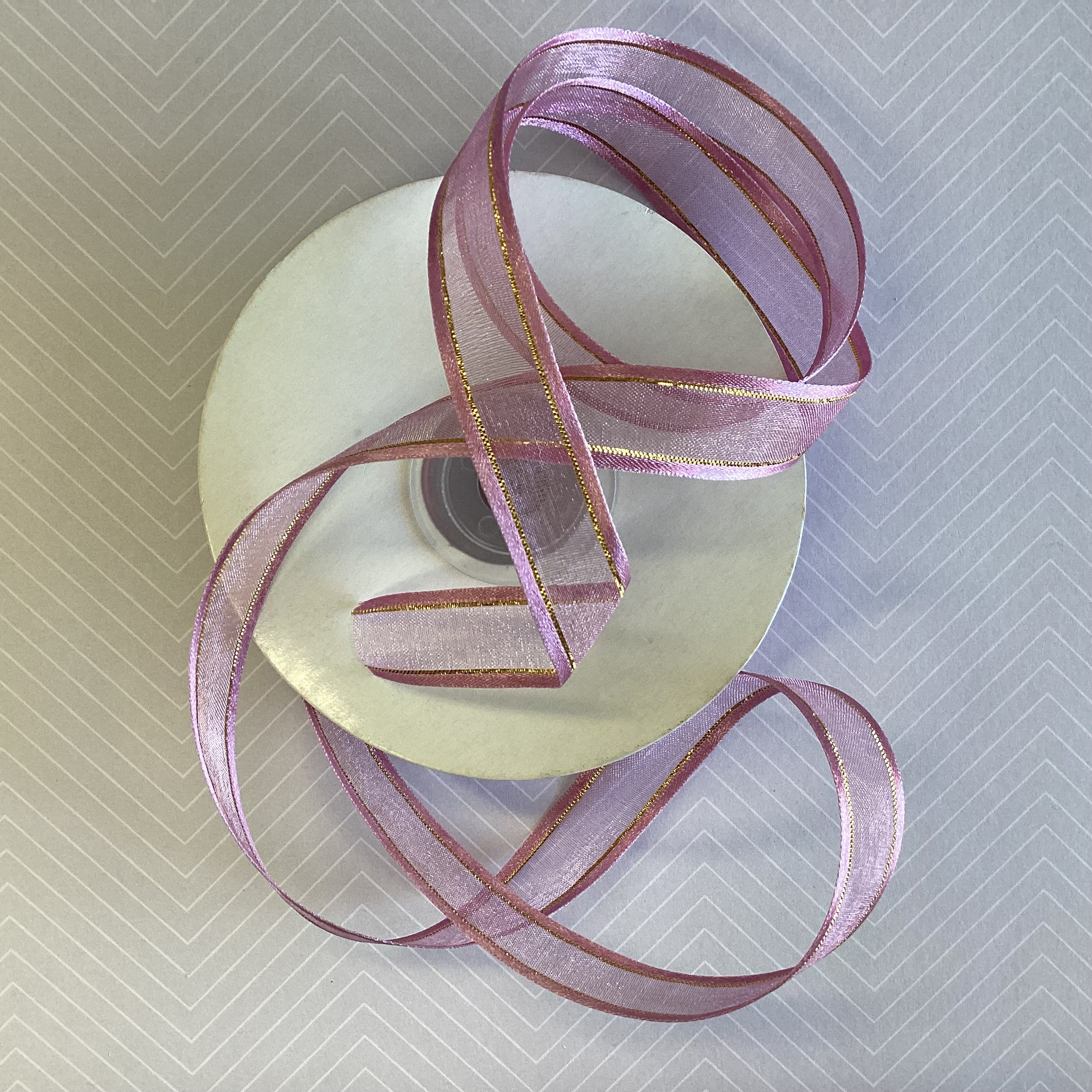 May Arts 5/8" Sheer Organza Satin Gold Edge Ribbon 1 yard