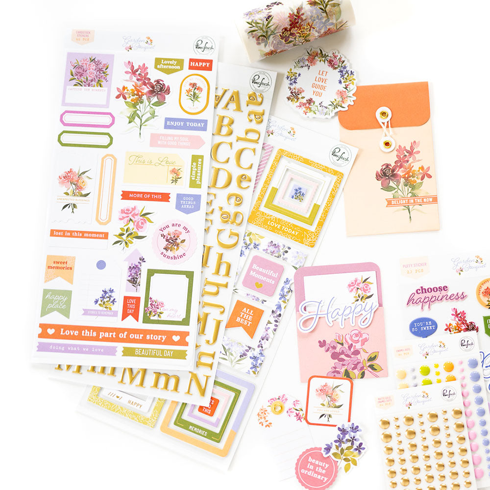 Pinkfresh Studio GARDEN BOUQUET Journaling Bits 14pc