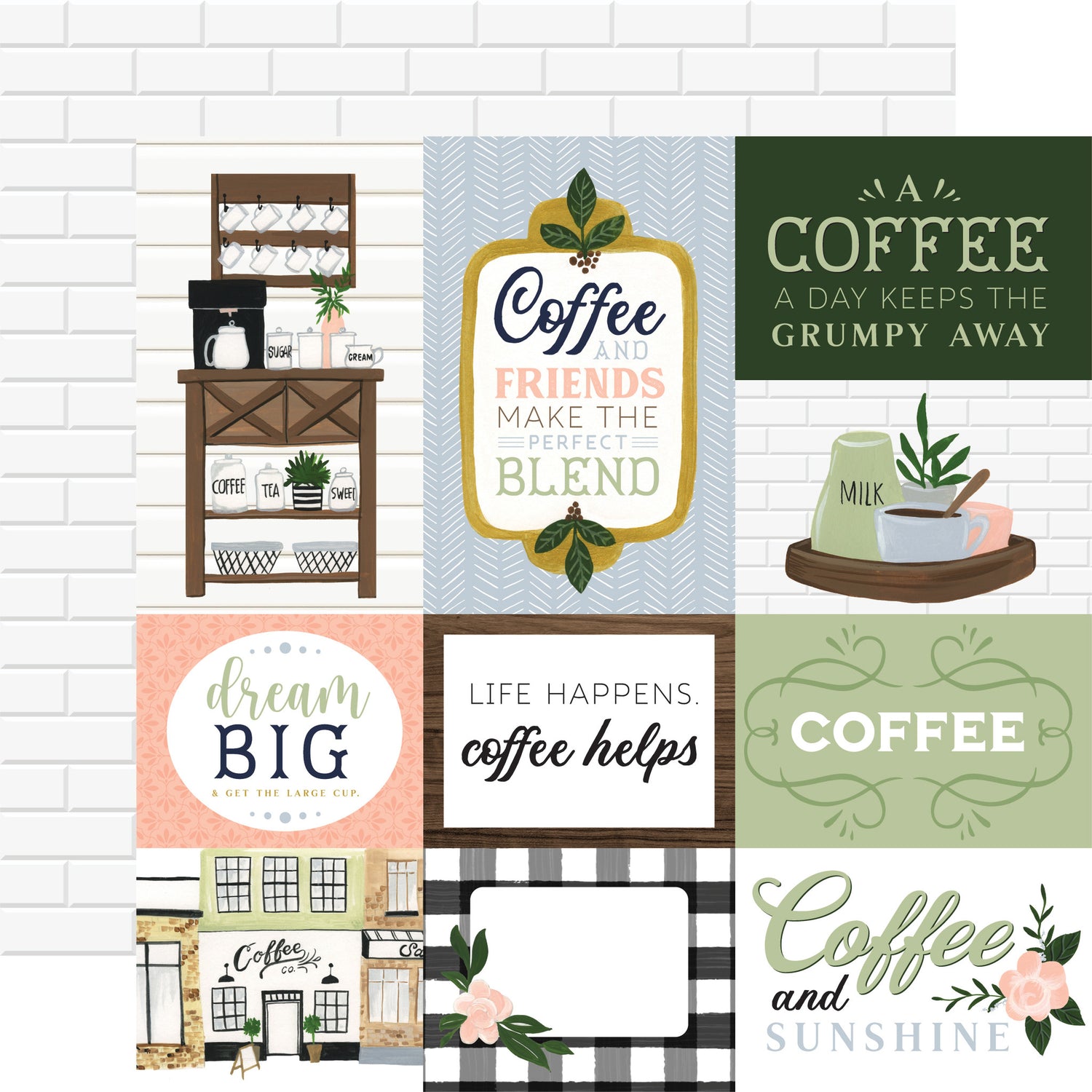 Echo Park COFFEE AND FRIENDS 12”x12” Scrapbook Paper