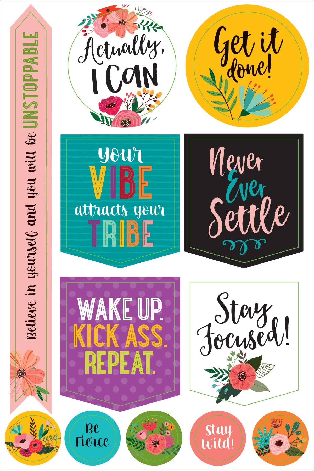 Peter Pauper Planner Stickers WAKE UP KICK ASS REPEAT Essentials