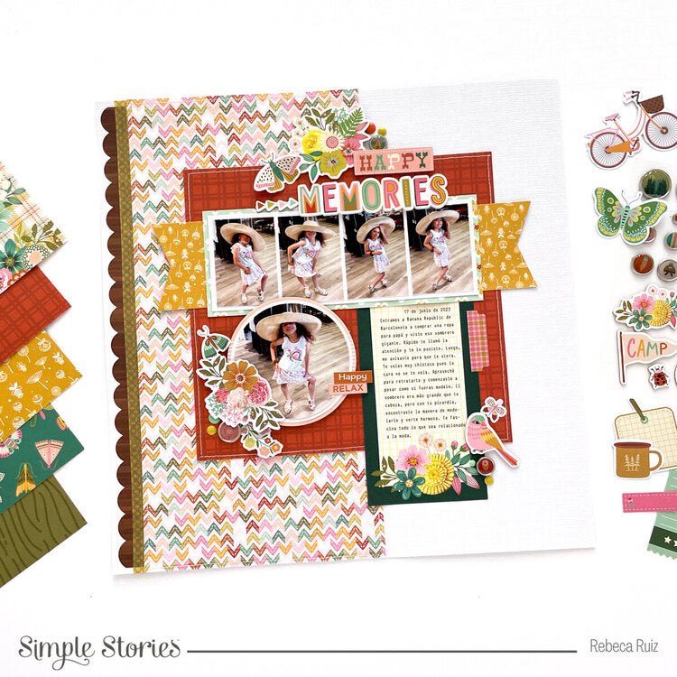 Simple Stories TRAIL MIX Decorative BRADS & CHIPBOARD Pieces 34pc