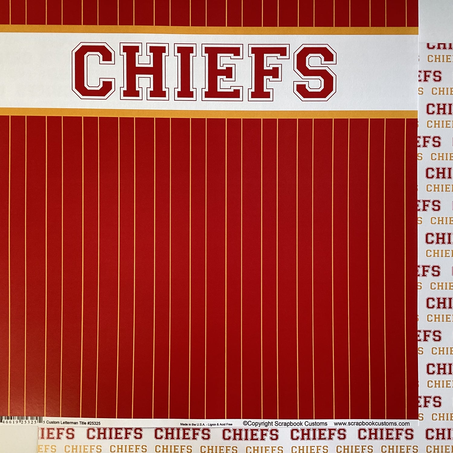 Scrapbooksrus CHIEFS FOOTBALL 12"X12" Scrapbook Paper Kit 12 Sheets