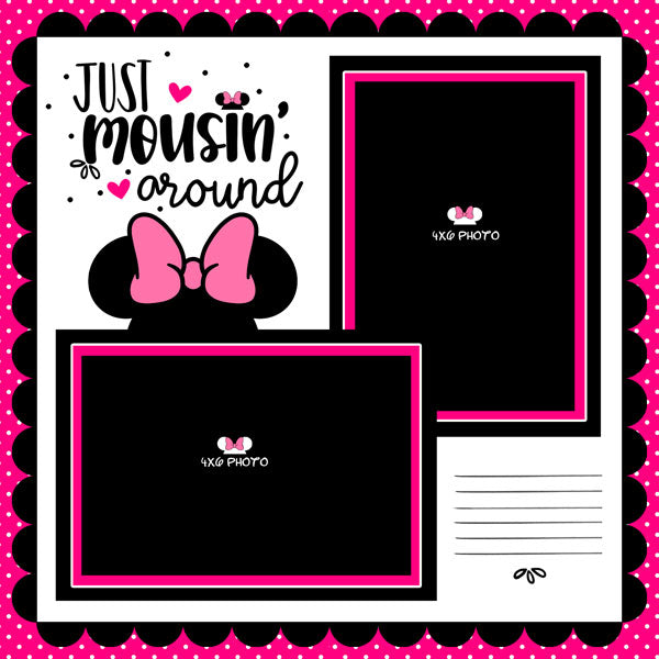 MOUSIN’ AROUND GIRL LAYOUT 12"X12" Scrapbook Paper Kit 2pc