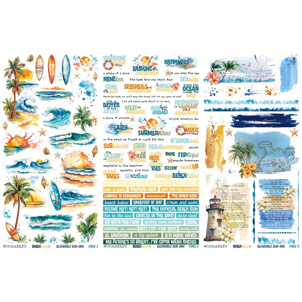 49 and Market BEACH VIBES Rub-On Transfers
