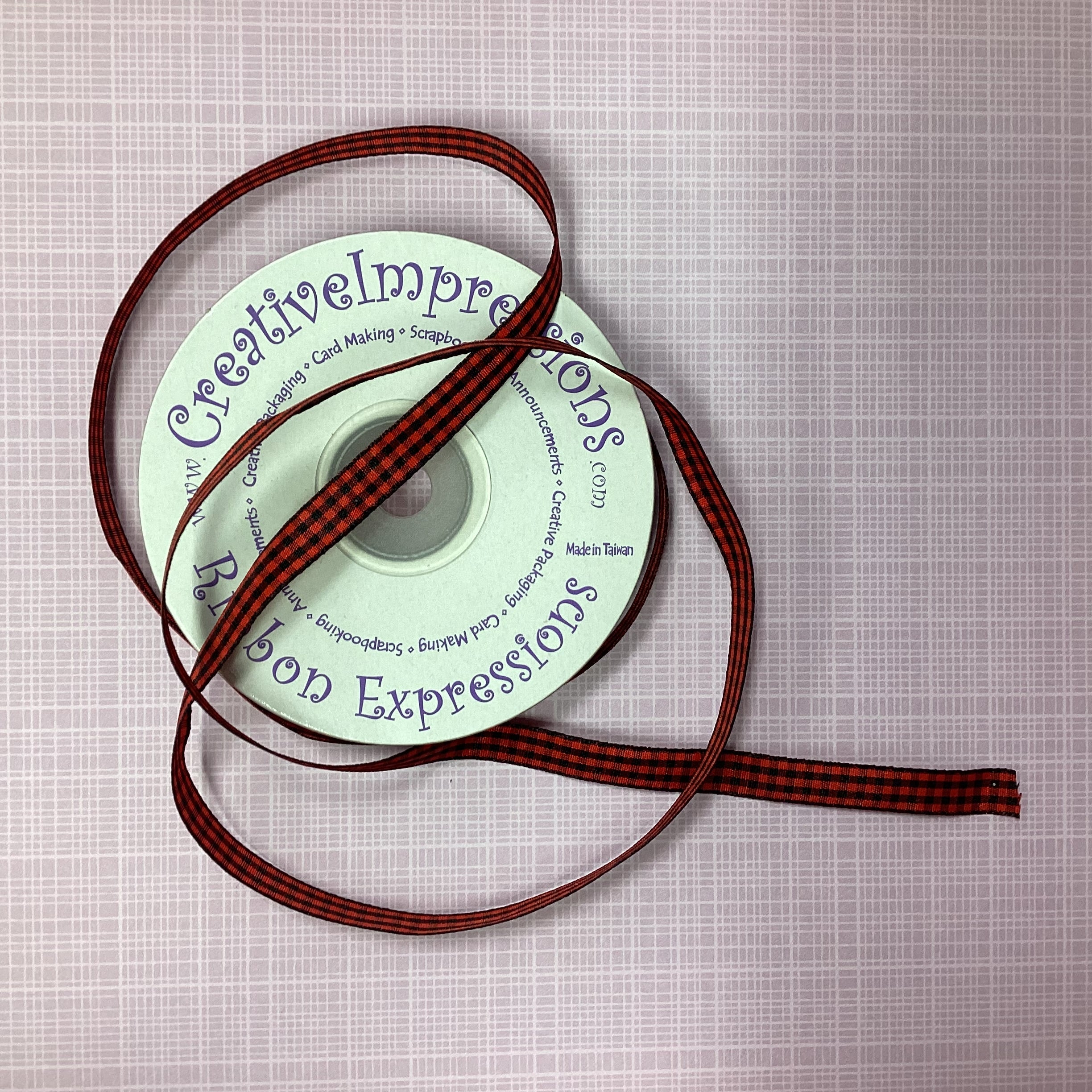 Creative Impressions 3/8” GINGHAM Ribbon Trim 1 yard