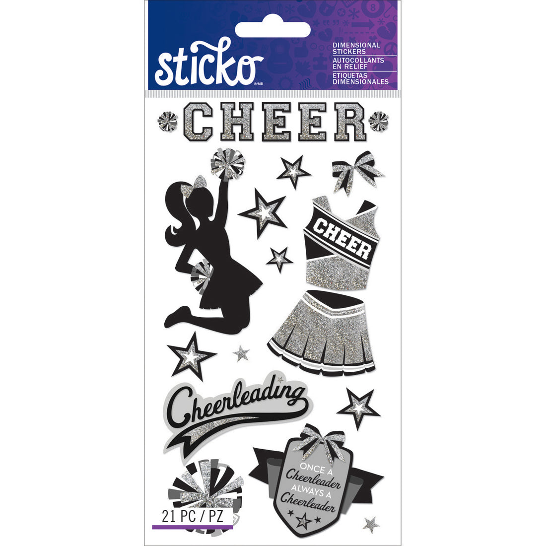 Ek Success CHEERLEADING Sticko Dimensional Stickers 21pc