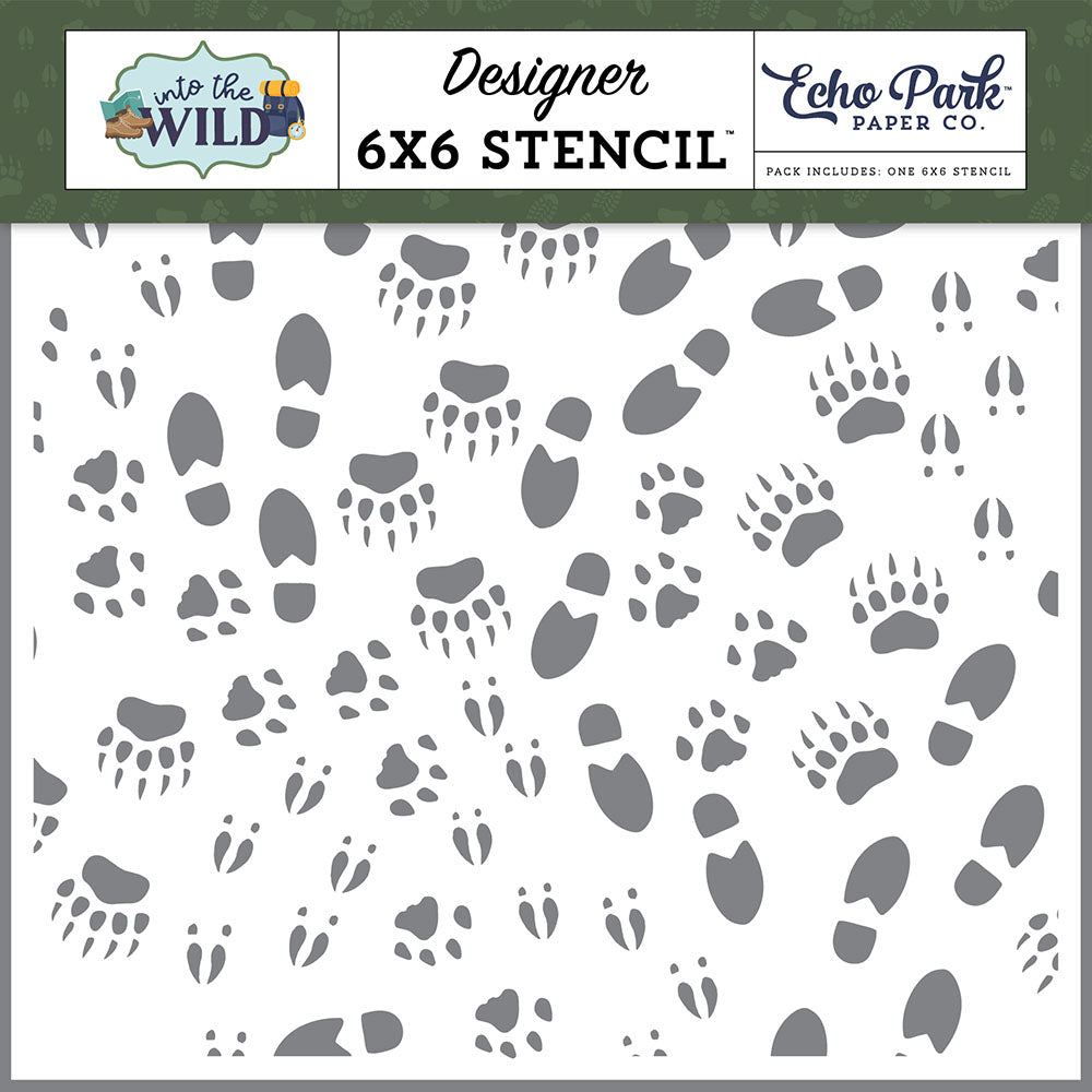 Echo Park Into The Wild 6"X6" TRAIL TRACKS Stencil