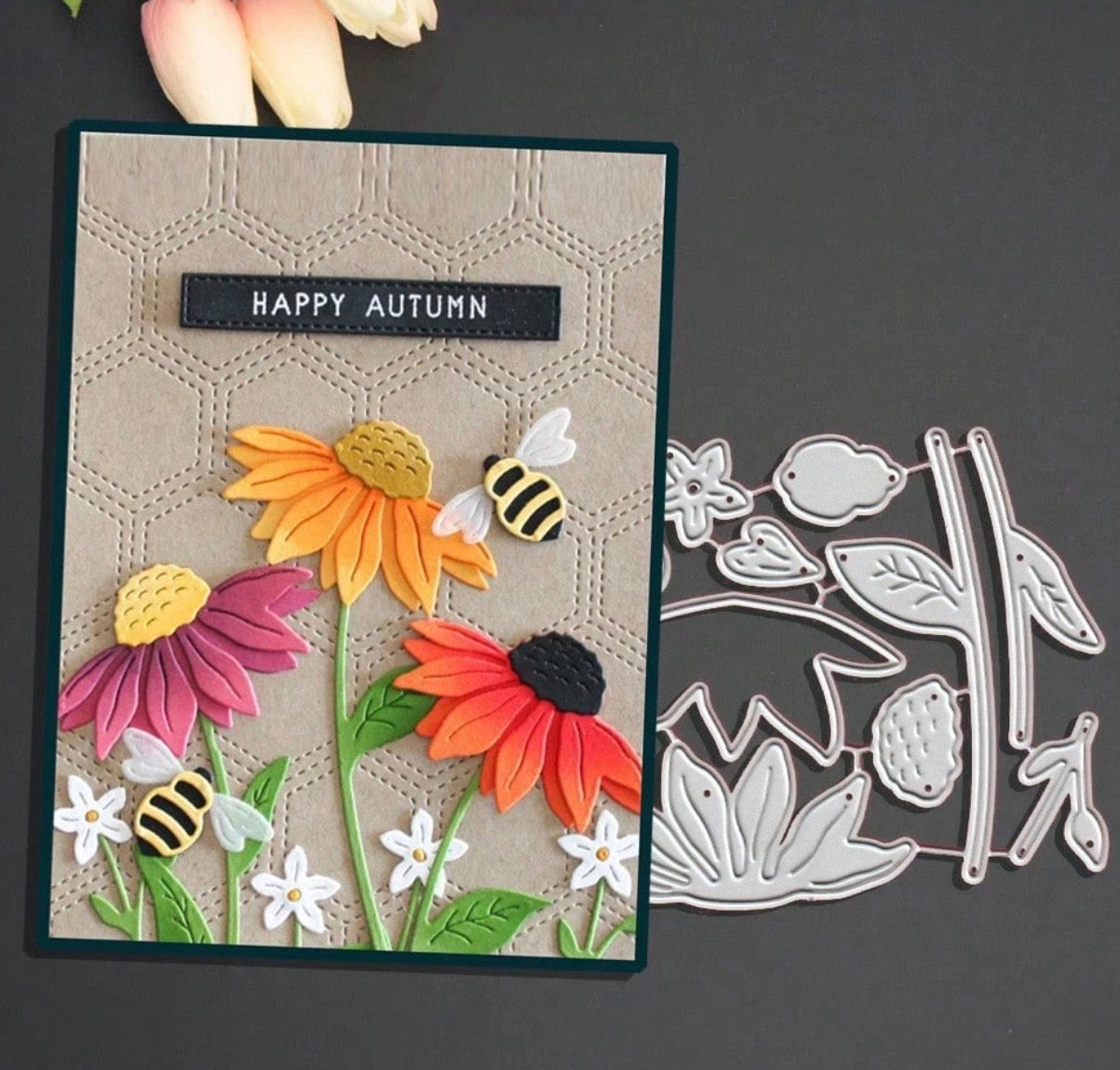 Craft Cutting FLOWERS & BEES Metal Dies 11pc