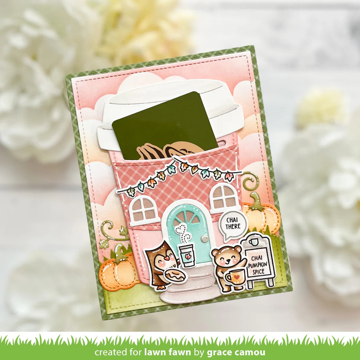 Lawn Cuts COFFEE CUP CARD HOLDER Custom Craft Dies 6pc