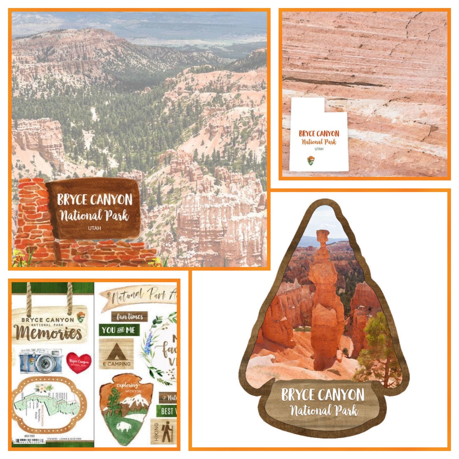 BRYCE CANYON National Park Watercolor 12"X12" Scrapbook Kit 4pc