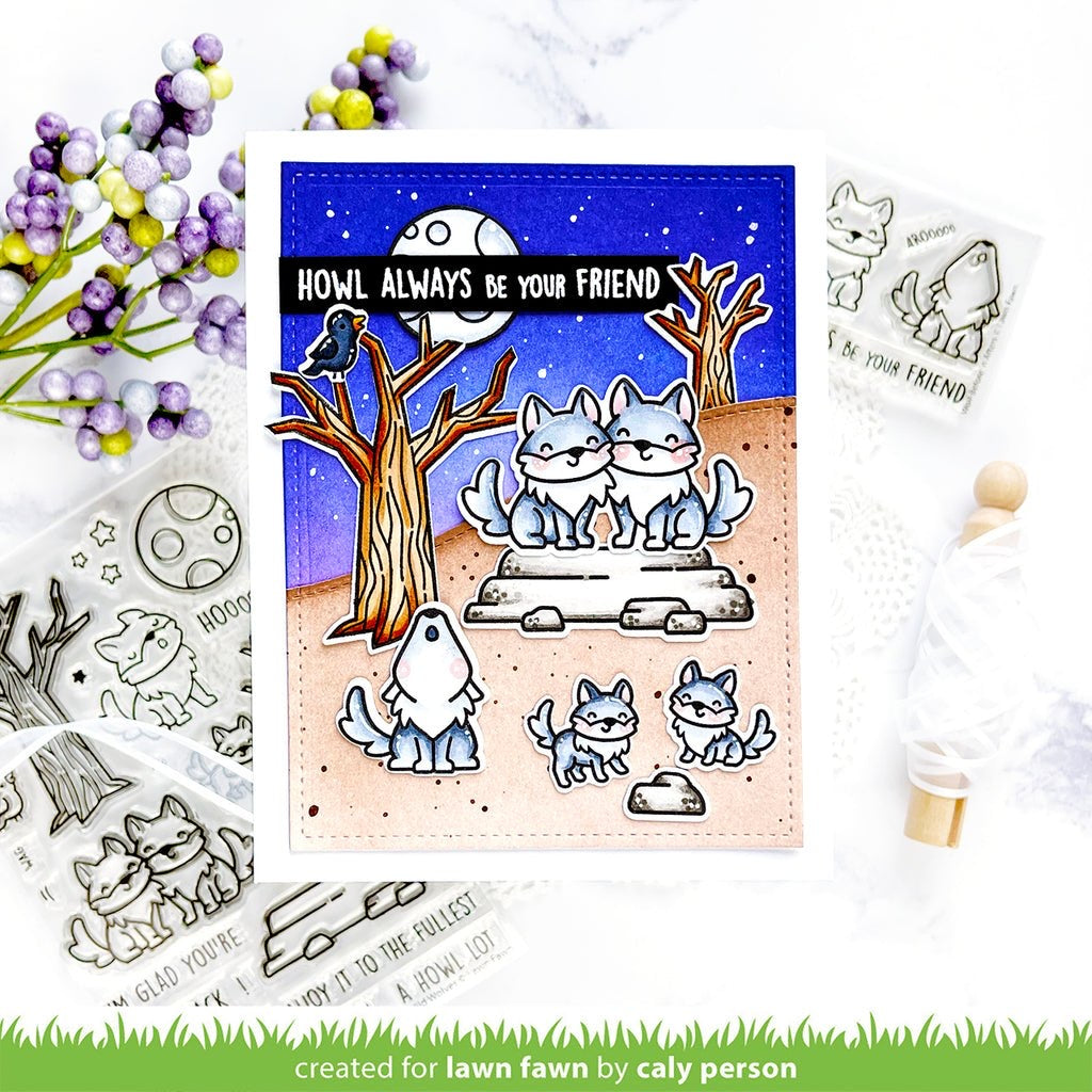 Lawn Fawn WILD WOLVES Clear Stamps & Dies