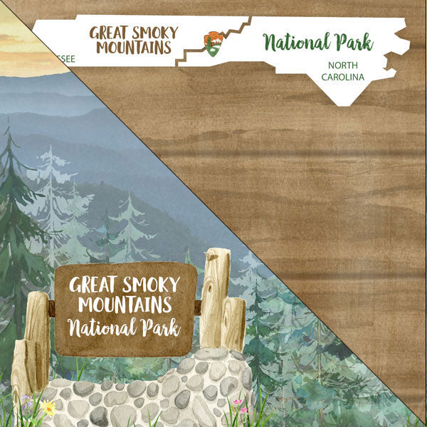 Scrapbooksrus GREAT SMOKY MOUNTAINS KIT 12"x12" Scrapbook Paper Stickers 5pc