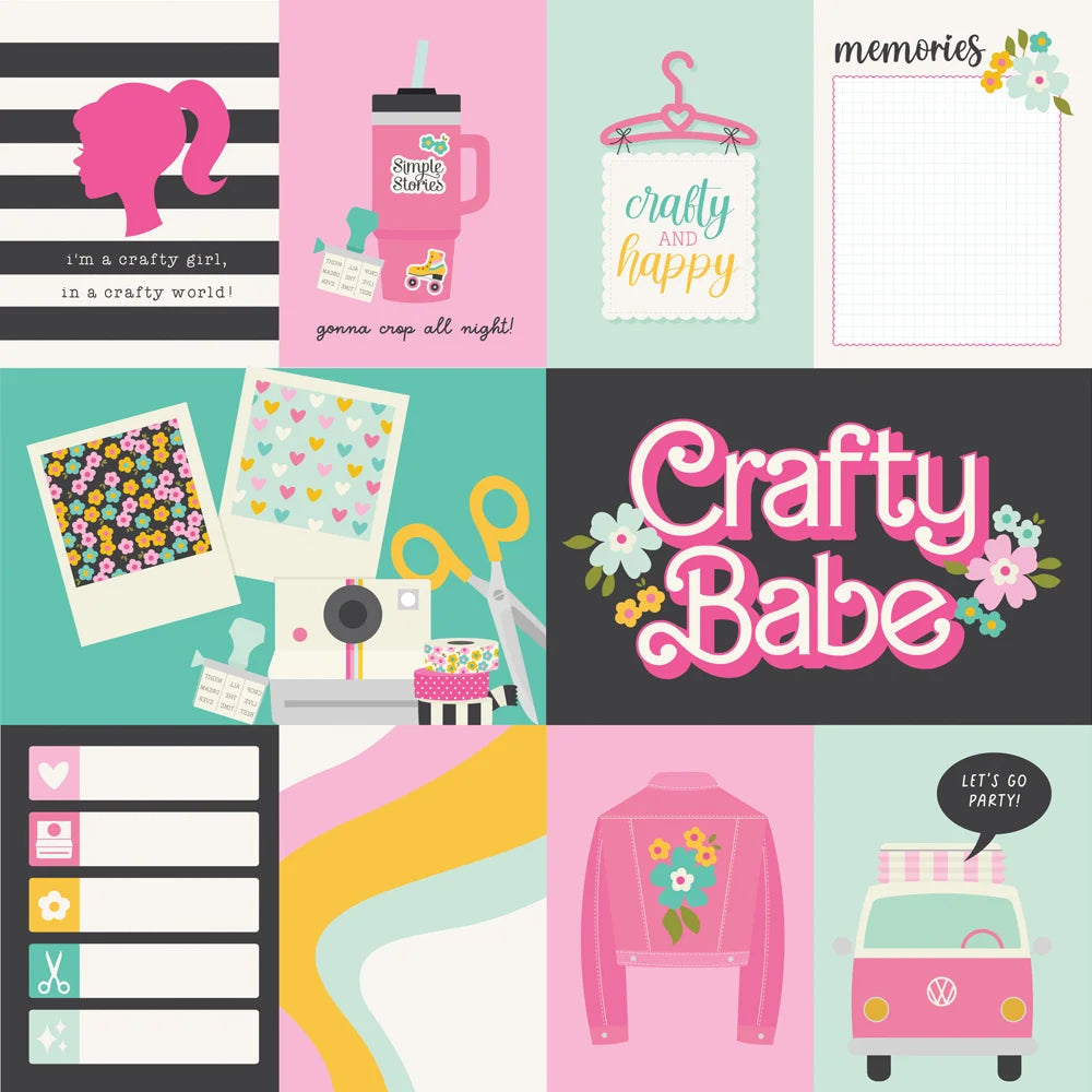 Simple Stories Crafty Babe ELEMENTS 2 12”X12” Scrapbook Paper