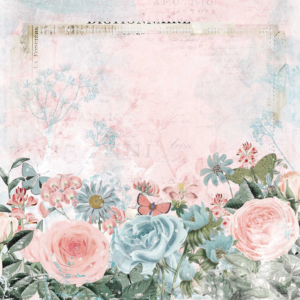49 and Market Vintage Artistry Tranquility THE UNDISTURBED VIEW 12"X12" Scrapbook Paper