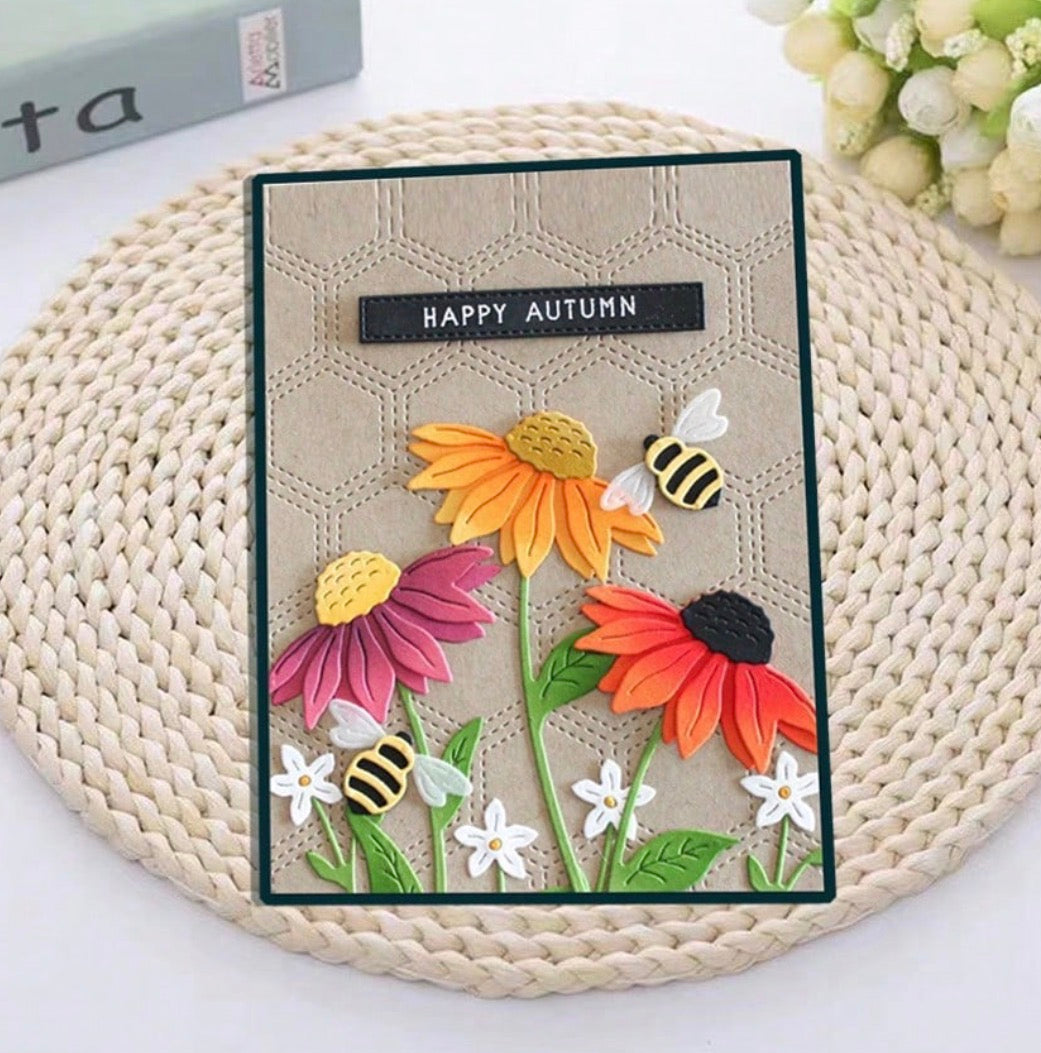 Craft Cutting FLOWERS & BEES Metal Dies 11pc