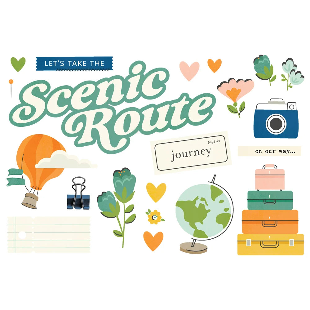 Simple Stories HAPPY TRAVELS PAGE PIECES 21pc