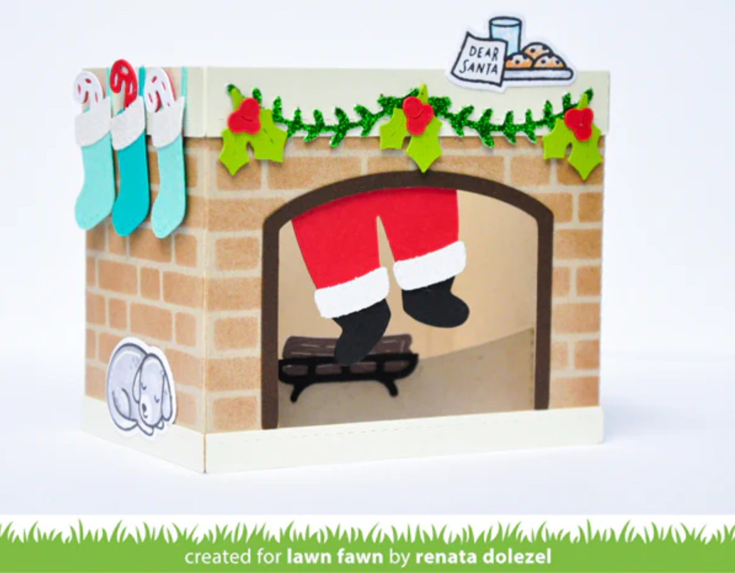 Lawn Fawn Cuts Shadow Box Card FIREPLACE ADD-ON Craft Dies