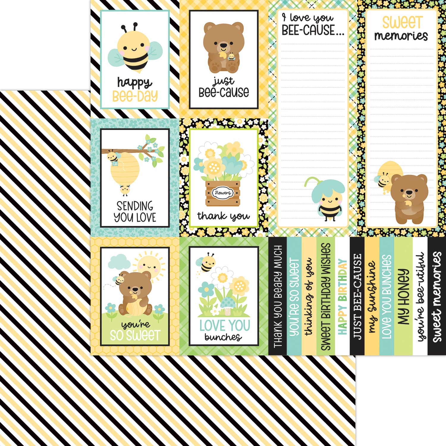 Doodlebug BEE HAPPY 12X12 Scrapbook Paper