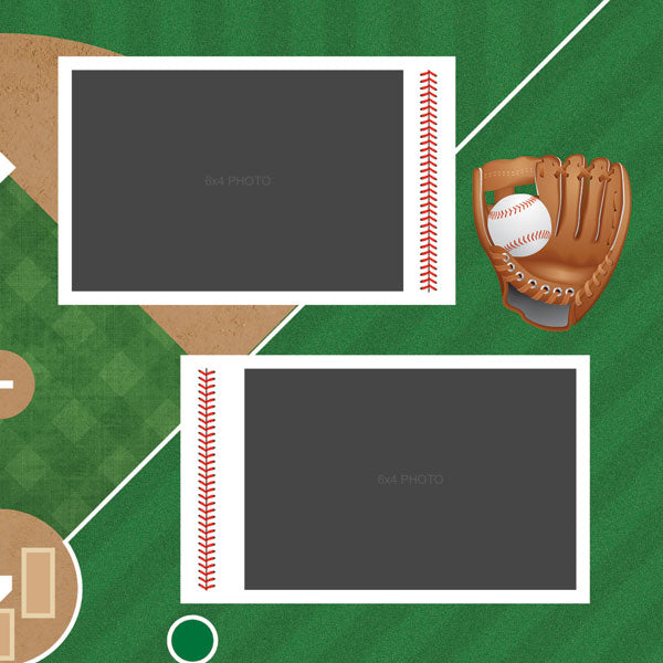 Scrapbook Customs Quick Pages BASEBALL LEFT & RIGHT 12"X12" Scrapbook Papers