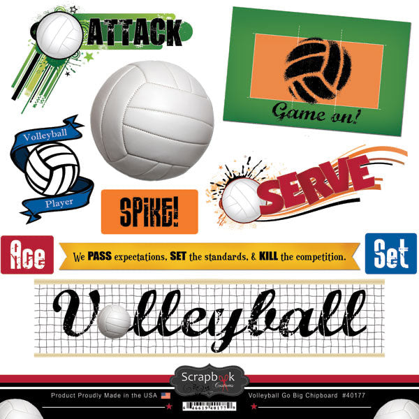 Scrapbook Customs VOLLEYBALL GO BIG KIT 12"X12" Paper 7pc