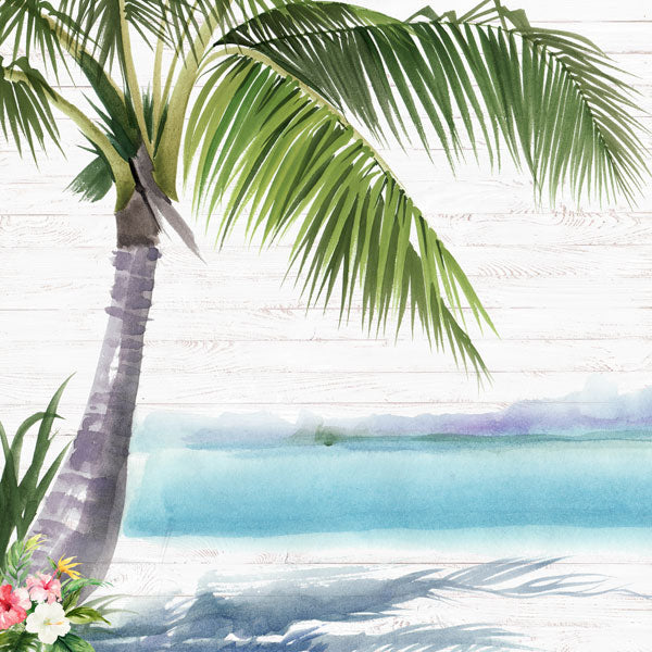 VACAY PALM TREE & FLOWERS 12"X12" Scrapbook Paper