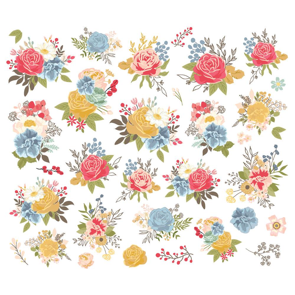 Simple Stories FRONT PORCH Floral Bits 33pc