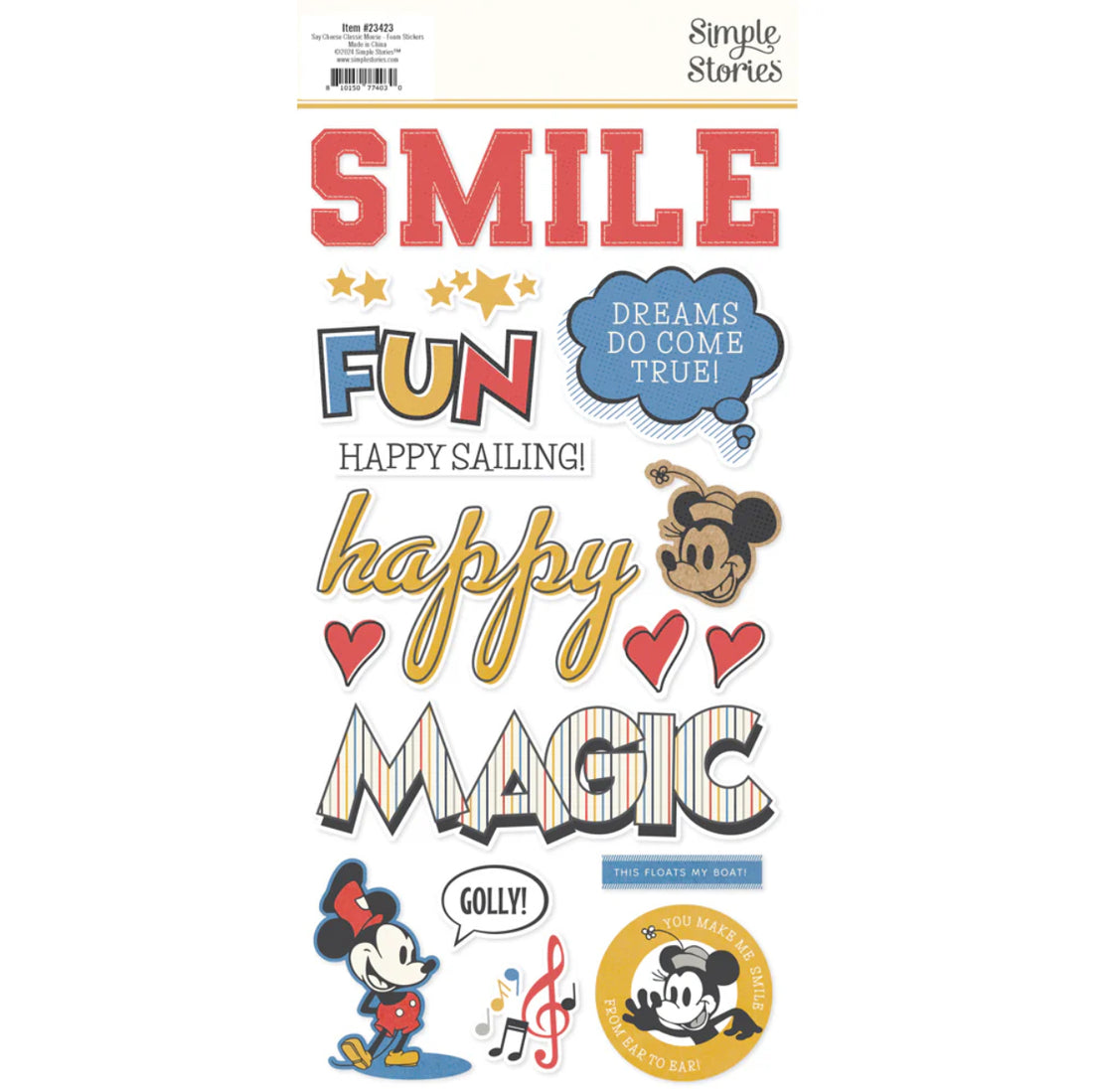 Simple Stories SAY CHEESE CLASSIC MOUSE Foam Stickers 44pc