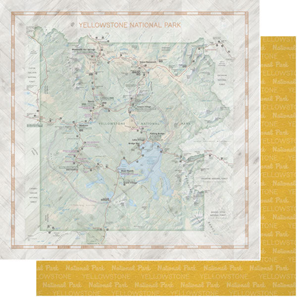 Scrapbook Customs NATIONAL PARK MAP AND WORDS 12"X12" Scrapbook Paper