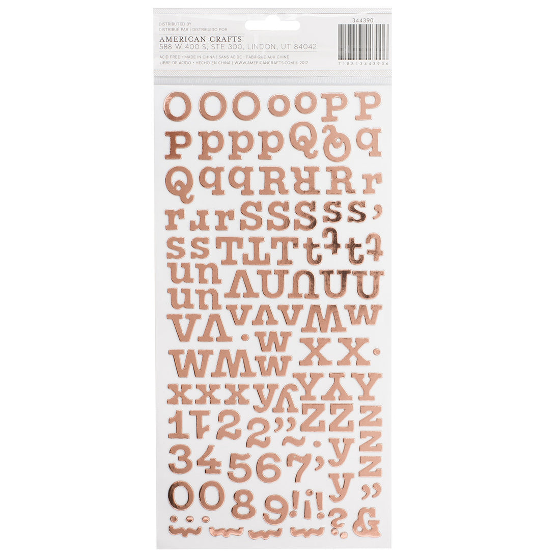 Thickers Crate Paper MEMO FLOURISH Rose Gold Foil Letter Stickers