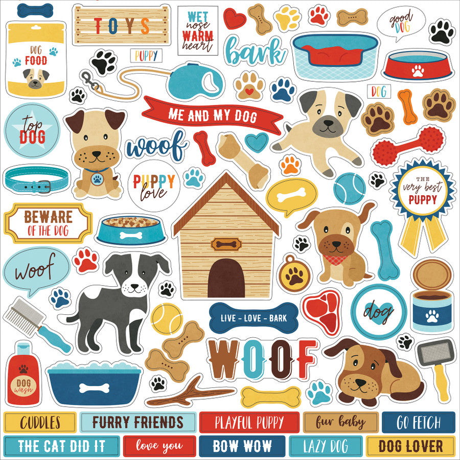 Echo Park I LOVE MY DOG 12"x12" Element Sticker