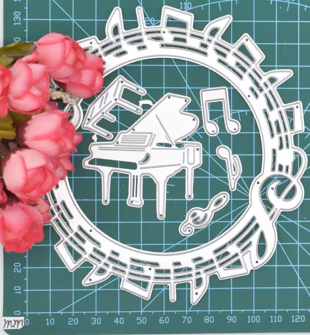 Craft Cutting MUSIC NOTES CIRCLE Metal Dies 6pc