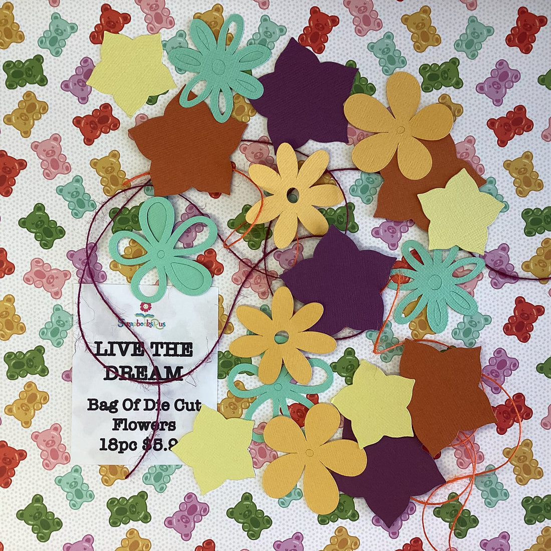 Scrapbooksrus LIVE THE DREAM Bag Of Die Cut Flowers Custom Scrapbook DieCut
