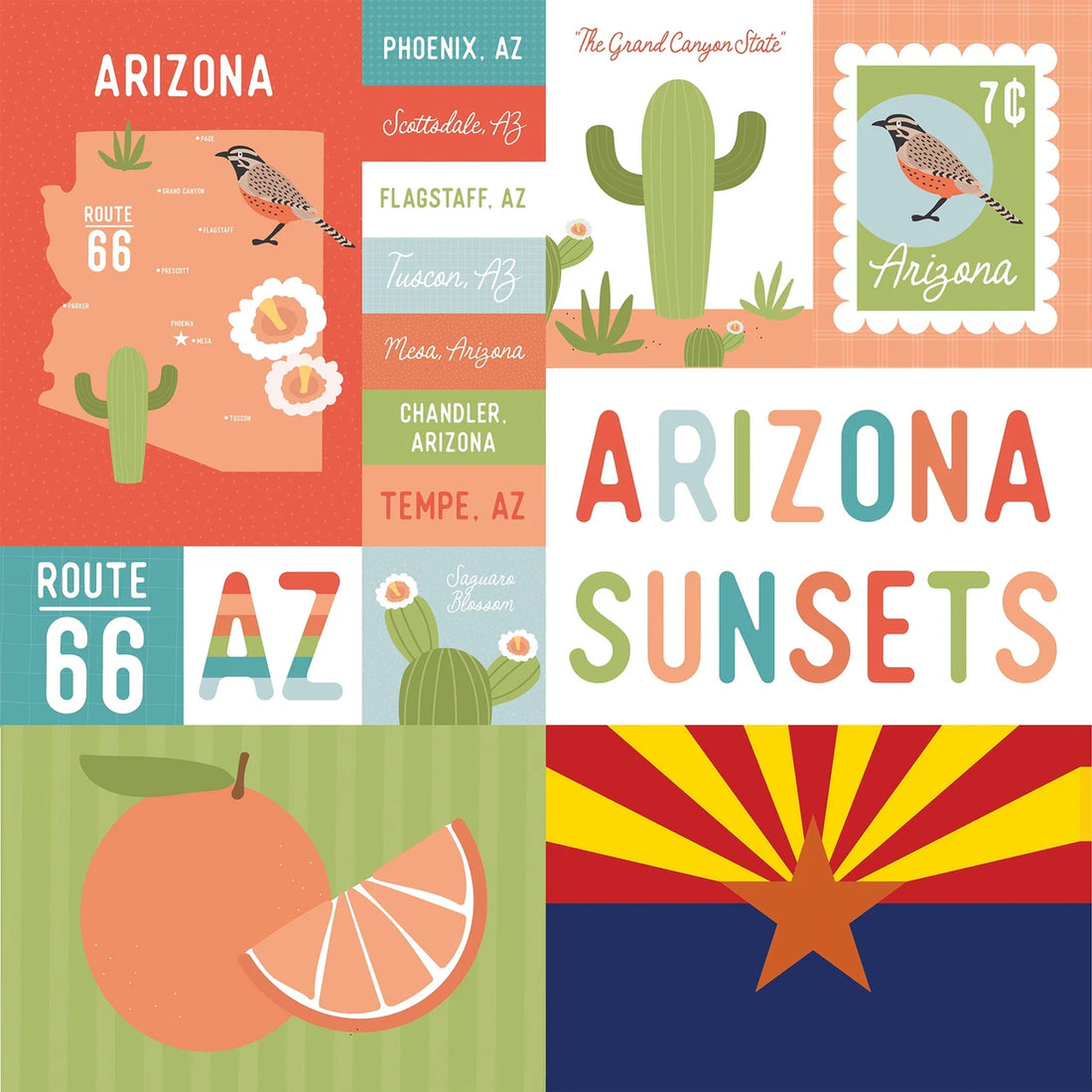 Echo Park Our United States ARIZONA 12”X12” Scrapbook Paper