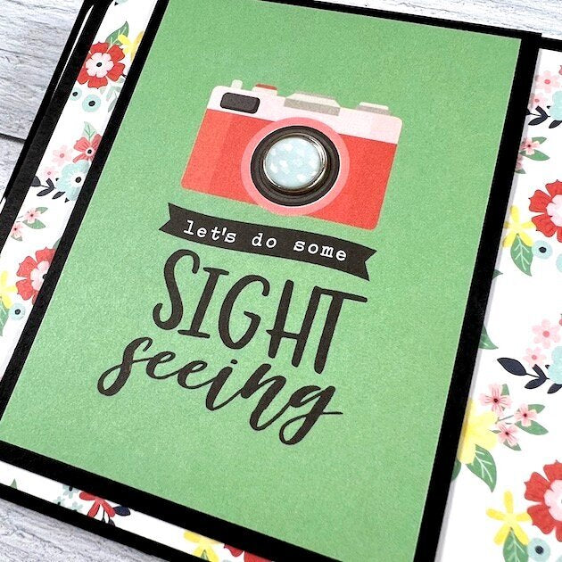 Echo Park Away We Go DESTINATION STAMPS 12"X12" Scrapbook Paper