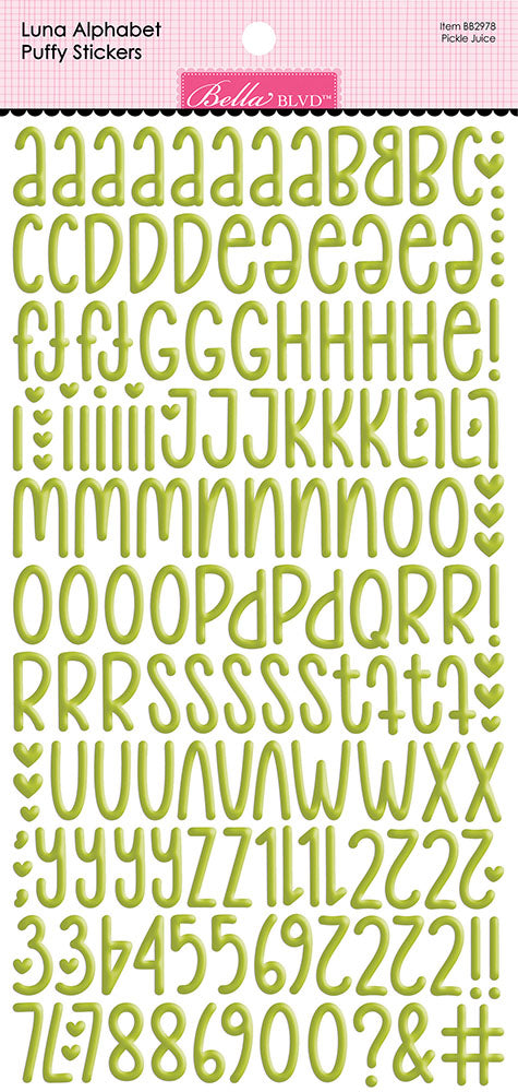 Bella Blvd LUNA ALPHABET Puffy Stickers Letters Numbers