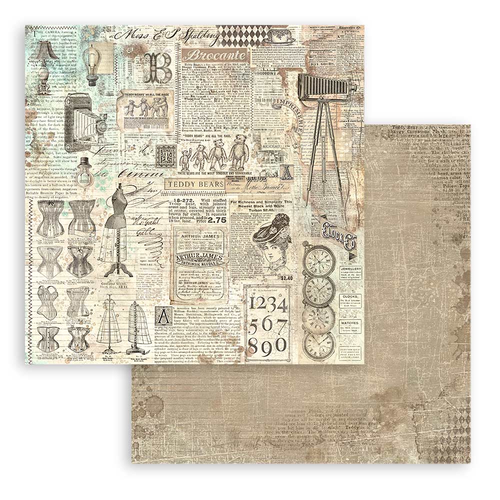 Stamperia Maxi Backgrounds BROCANTE ANTIQUES 12"X12" Scrapbook Paper Pack