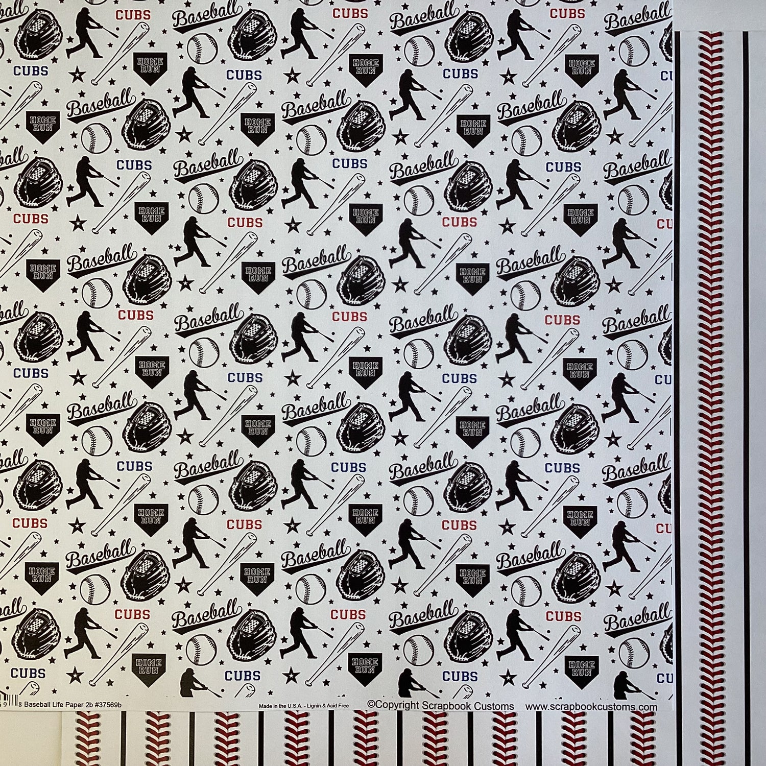 Scrapbooksrus CUBS BASEBALL 12"X12" Scrapbook Paper Kit 12 Sheets