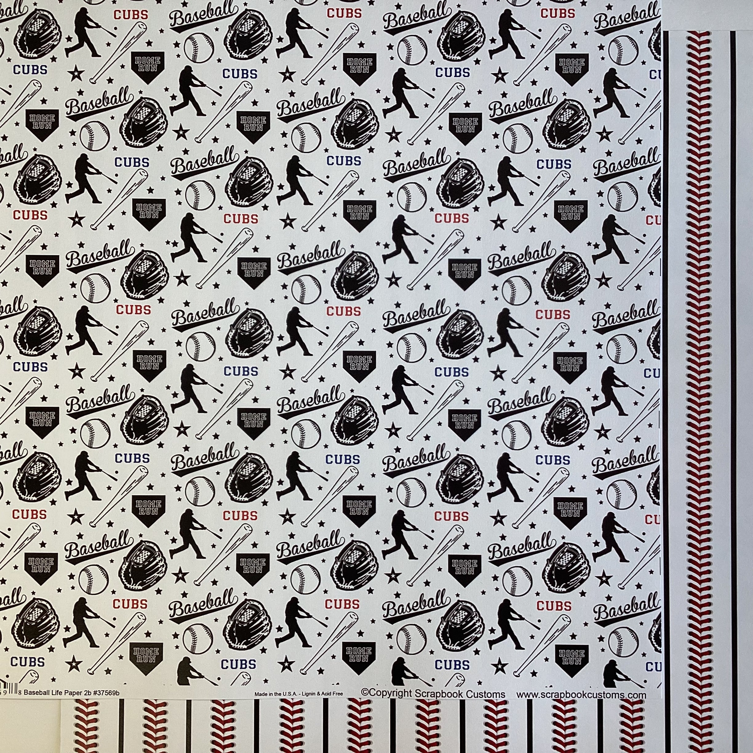 Scrapbooksrus CUBS BASEBALL 12"X12" Scrapbook Paper Kit 12 Sheets